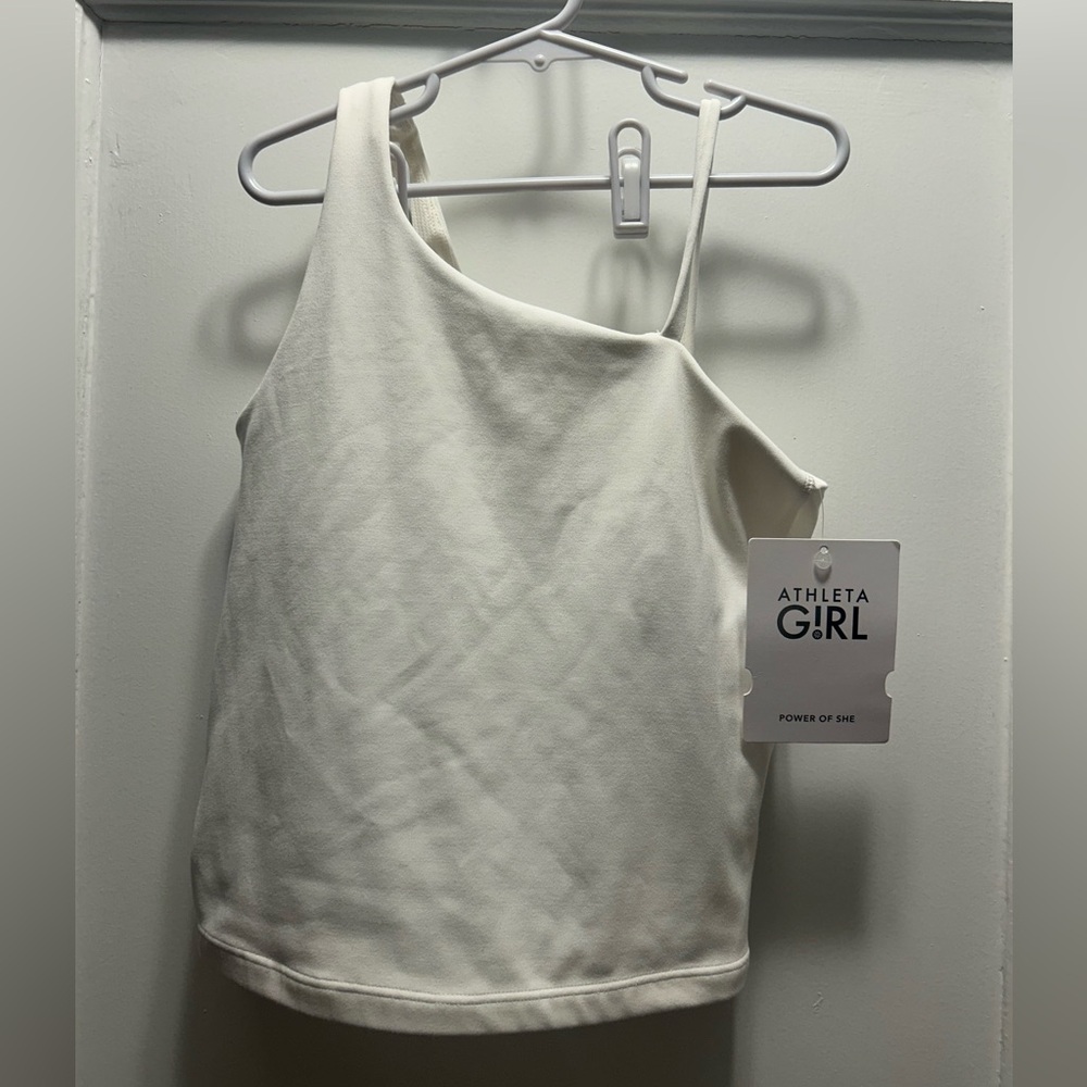 Athleta Cream Asymmetrical Sports Top NWT